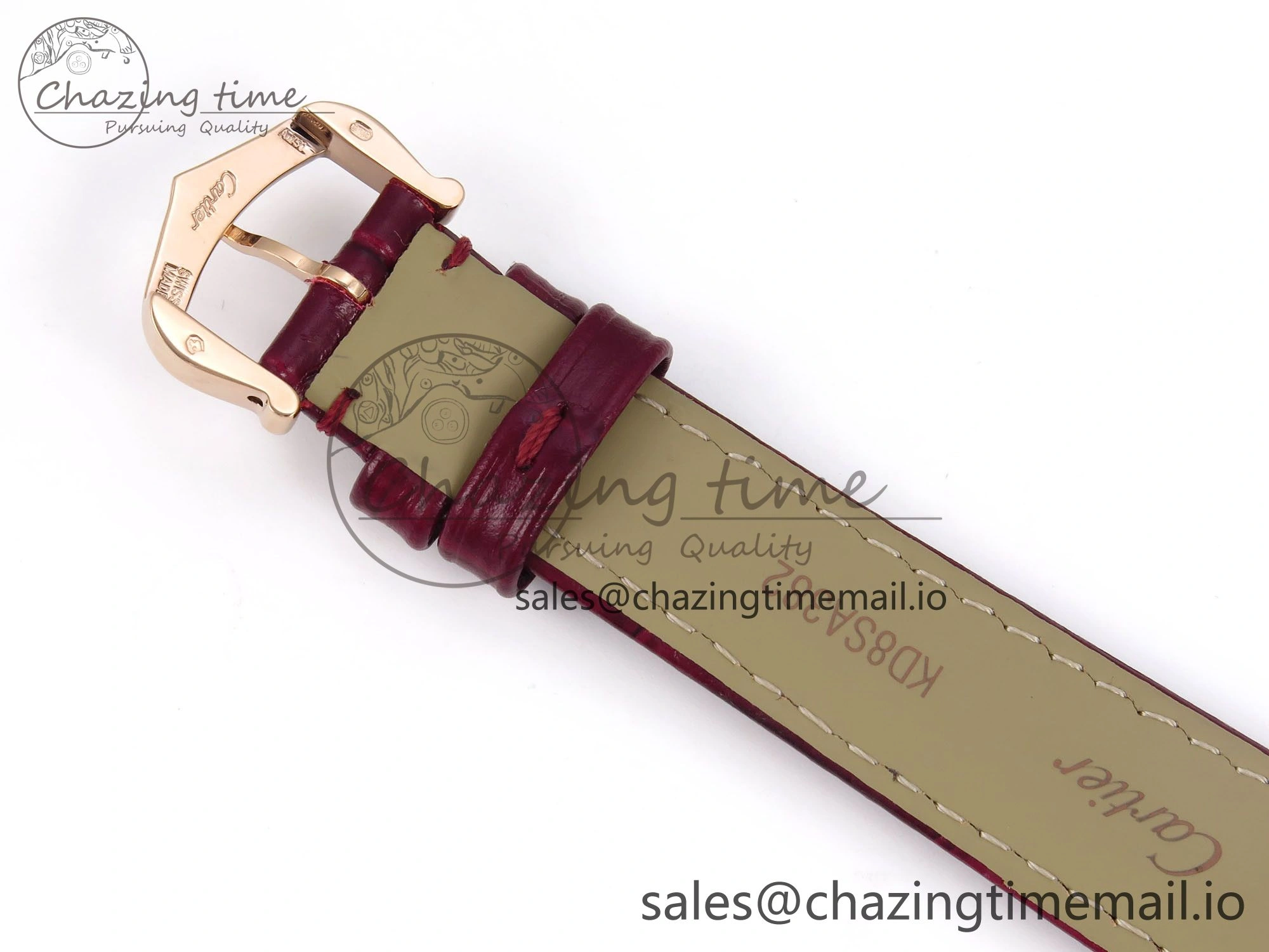 Tank Must RG 22mm AF 1:1 Best Edition White Dial Diamonds Bezel on Red Leather Strap Ronda Quartz