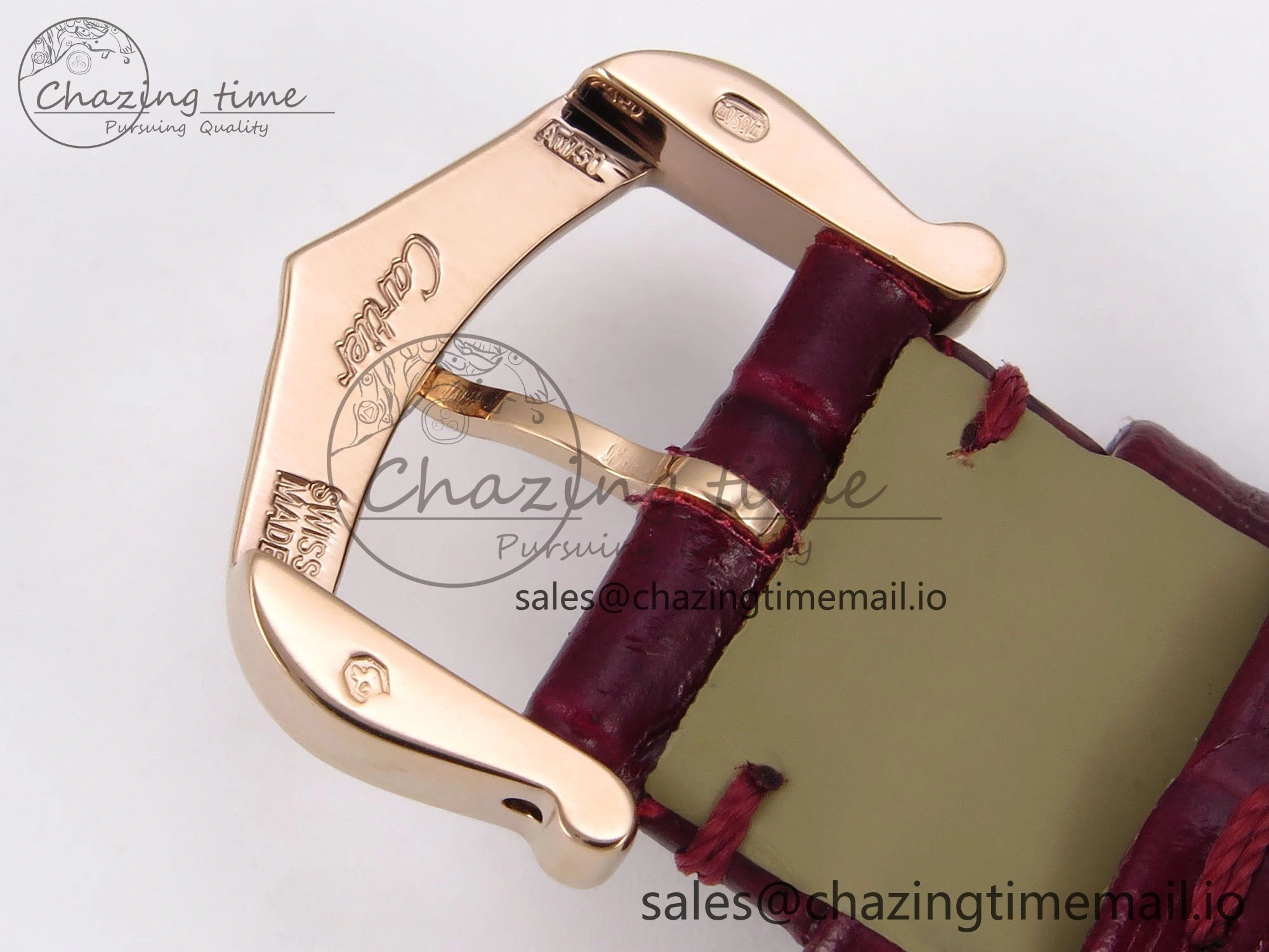 Tank Must RG 22mm AF 1:1 Best Edition White Dial Diamonds Bezel on Red Leather Strap Ronda Quartz
