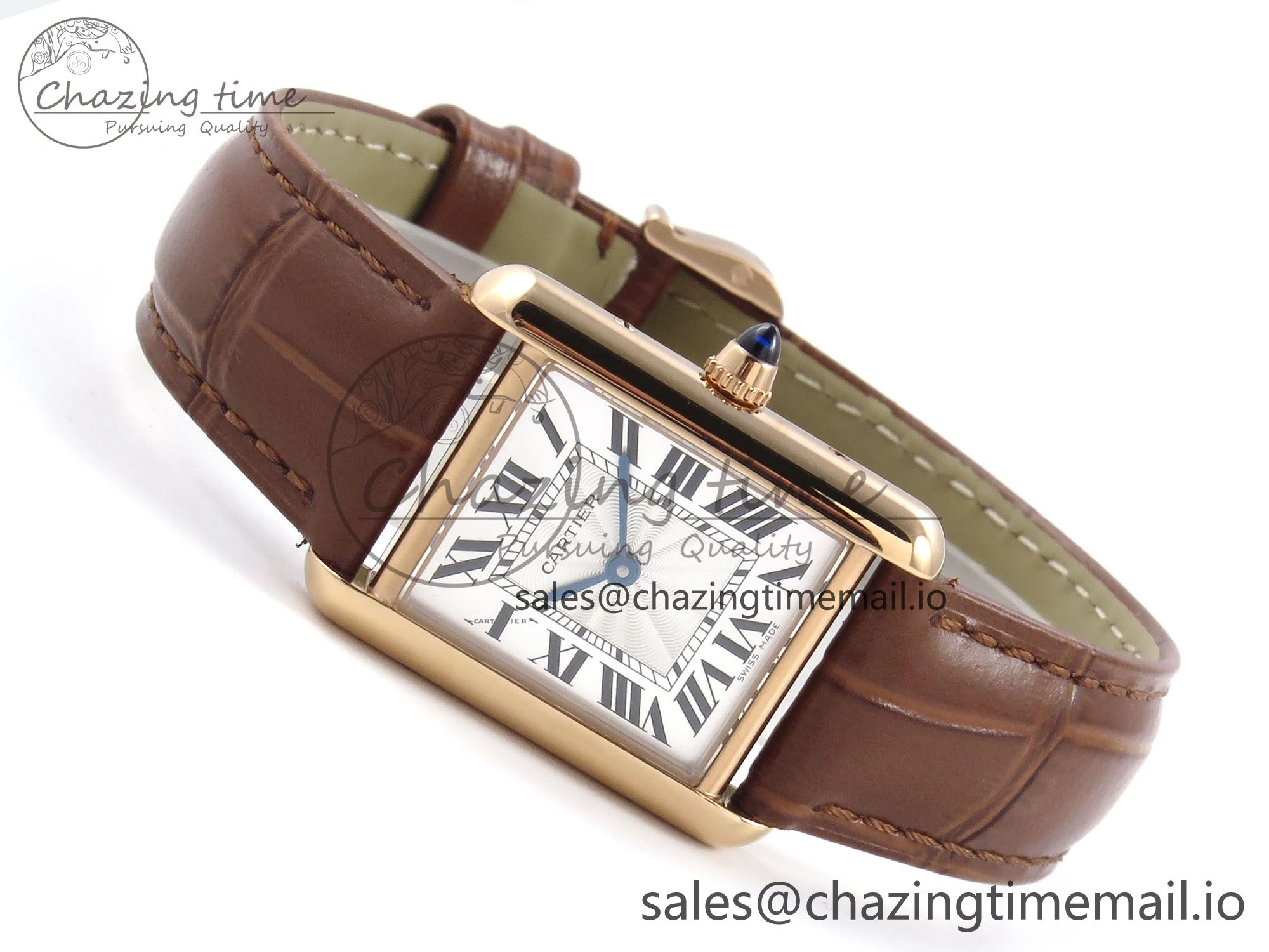 Tank Must RG 22mm AF 1:1 Best Edition White Dial on Brown Leather Strap Ronda Quartz