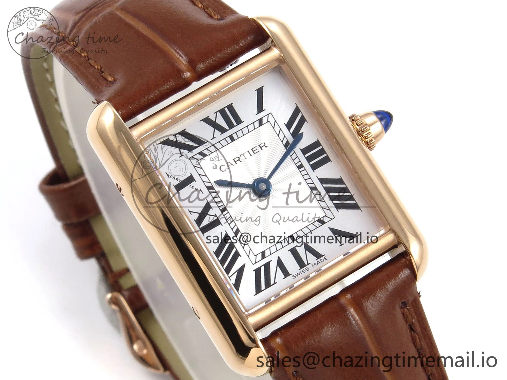 Tank Must RG 22mm AF 1:1 Best Edition White Dial on Brown Leather Strap Ronda Quartz