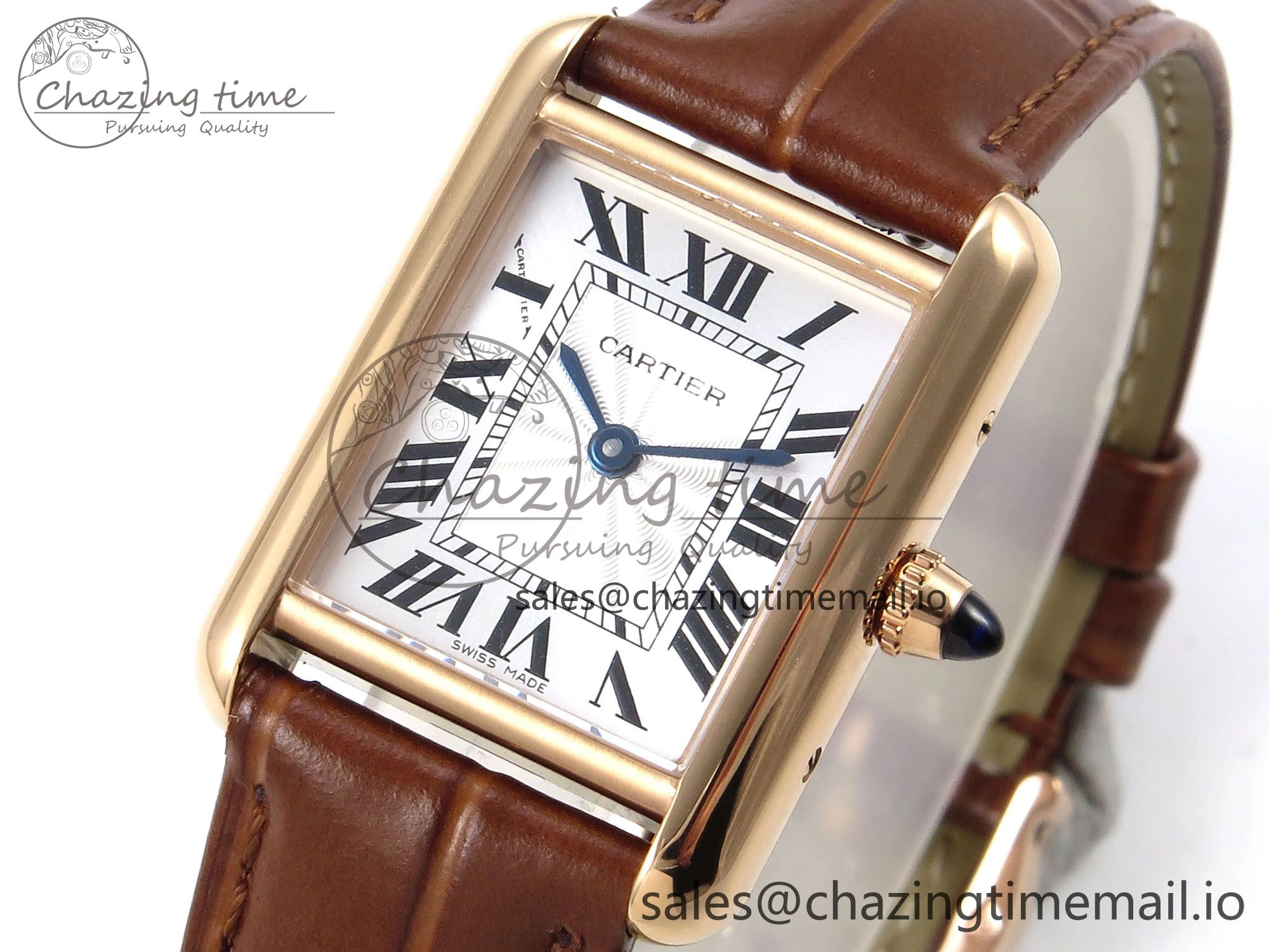 Tank Must RG 22mm AF 1:1 Best Edition White Dial on Brown Leather Strap Ronda Quartz