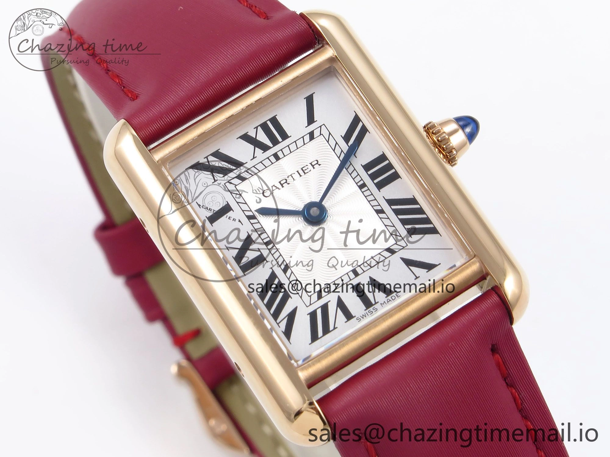 Tank Must RG 22mm AF 1:1 Best Edition White Dial on Red Fabric Strap Ronda Quartz