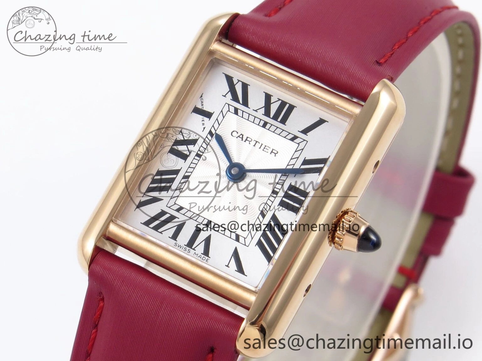 Tank Must RG 22mm AF 1:1 Best Edition White Dial on Red Fabric Strap Ronda Quartz