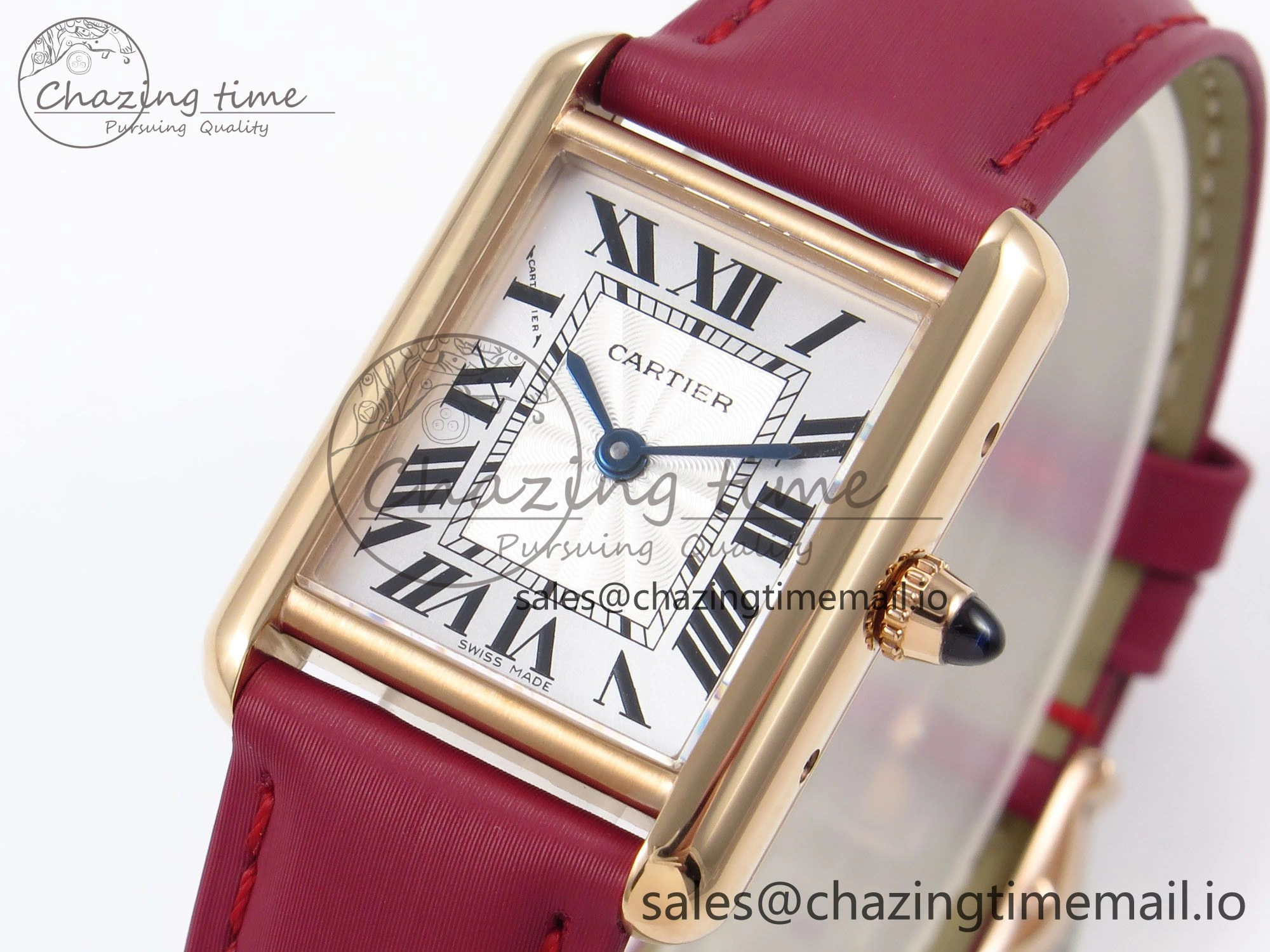 Tank Must RG 22mm AF 1:1 Best Edition White Dial on Red Fabric Strap Ronda Quartz