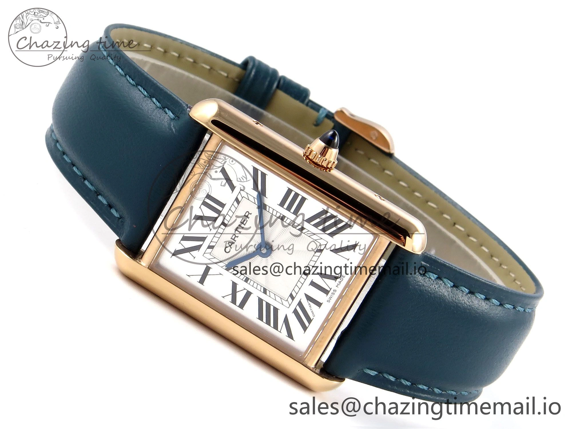 Tank Must RG 25.5mm AF 1:1 Best Edition White Dial on Blue Leather Strap Ronda Quartz