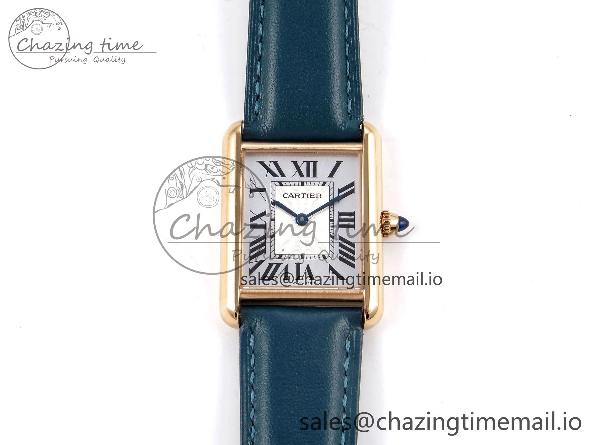 Tank Must RG 25.5mm AF 1:1 Best Edition White Dial on Blue Leather Strap Ronda Quartz