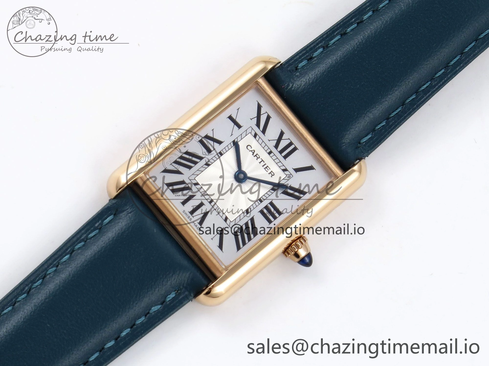 Tank Must RG 25.5mm AF 1:1 Best Edition White Dial on Blue Leather Strap Ronda Quartz