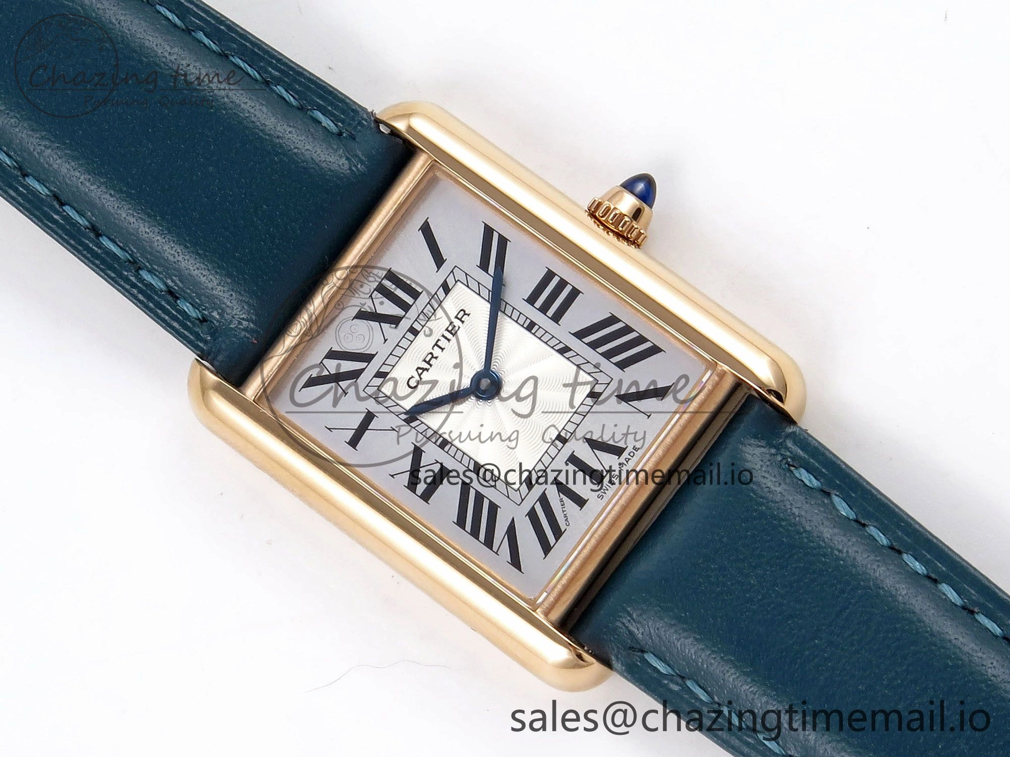 Tank Must RG 25.5mm AF 1:1 Best Edition White Dial on Blue Leather Strap Ronda Quartz