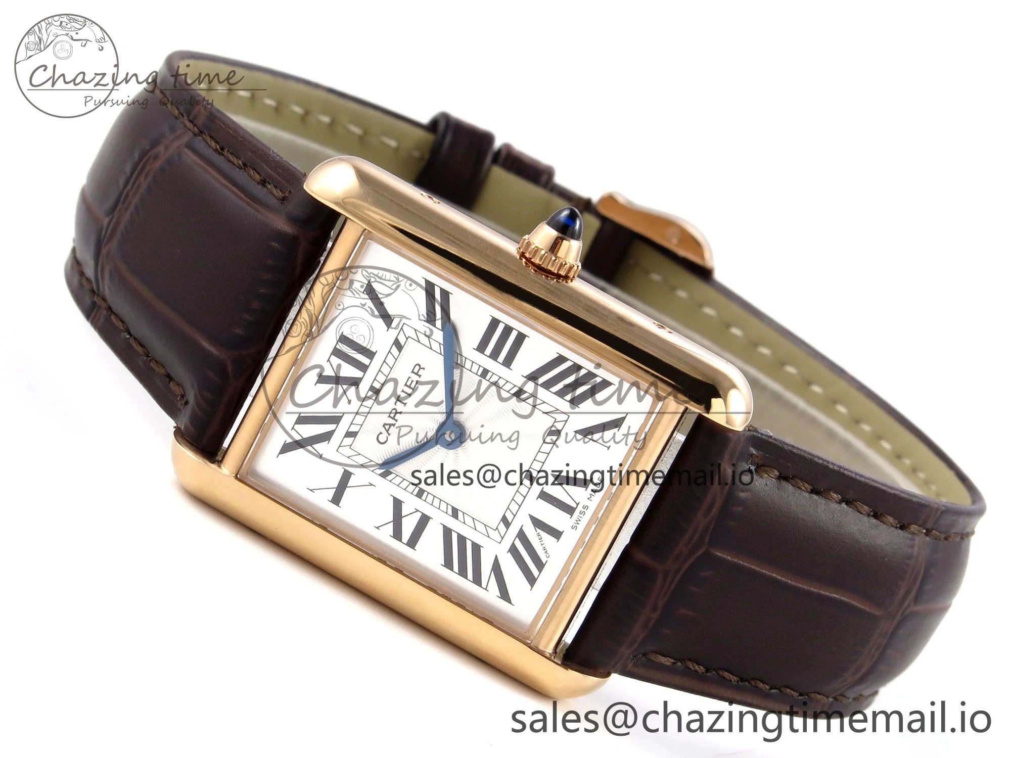 Tank Must RG 25.5mm AF 1:1 Best Edition White Dial on Brown Leather Strap Ronda Quartz
