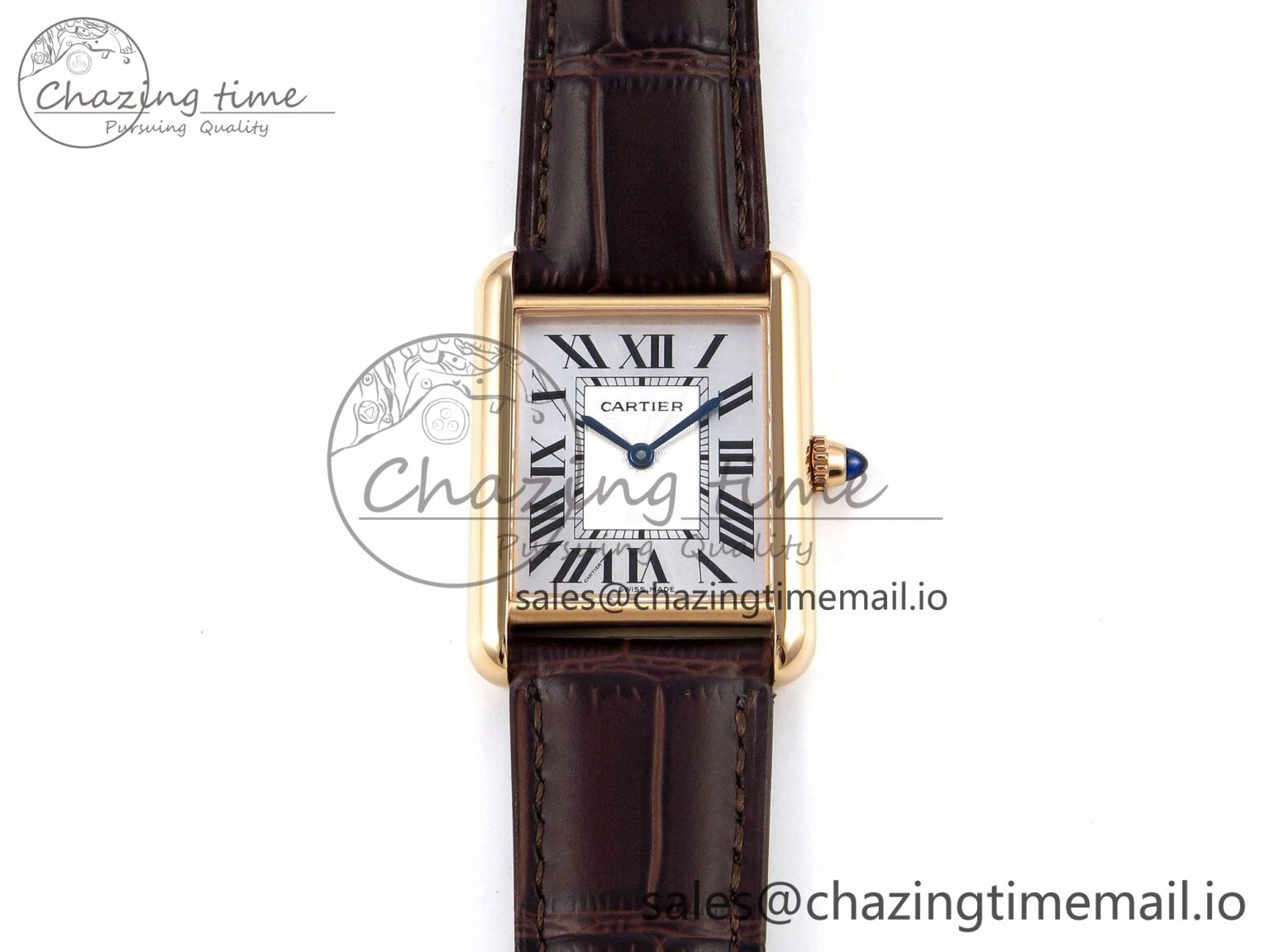 Tank Must RG 25.5mm AF 1:1 Best Edition White Dial on Brown Leather Strap Ronda Quartz