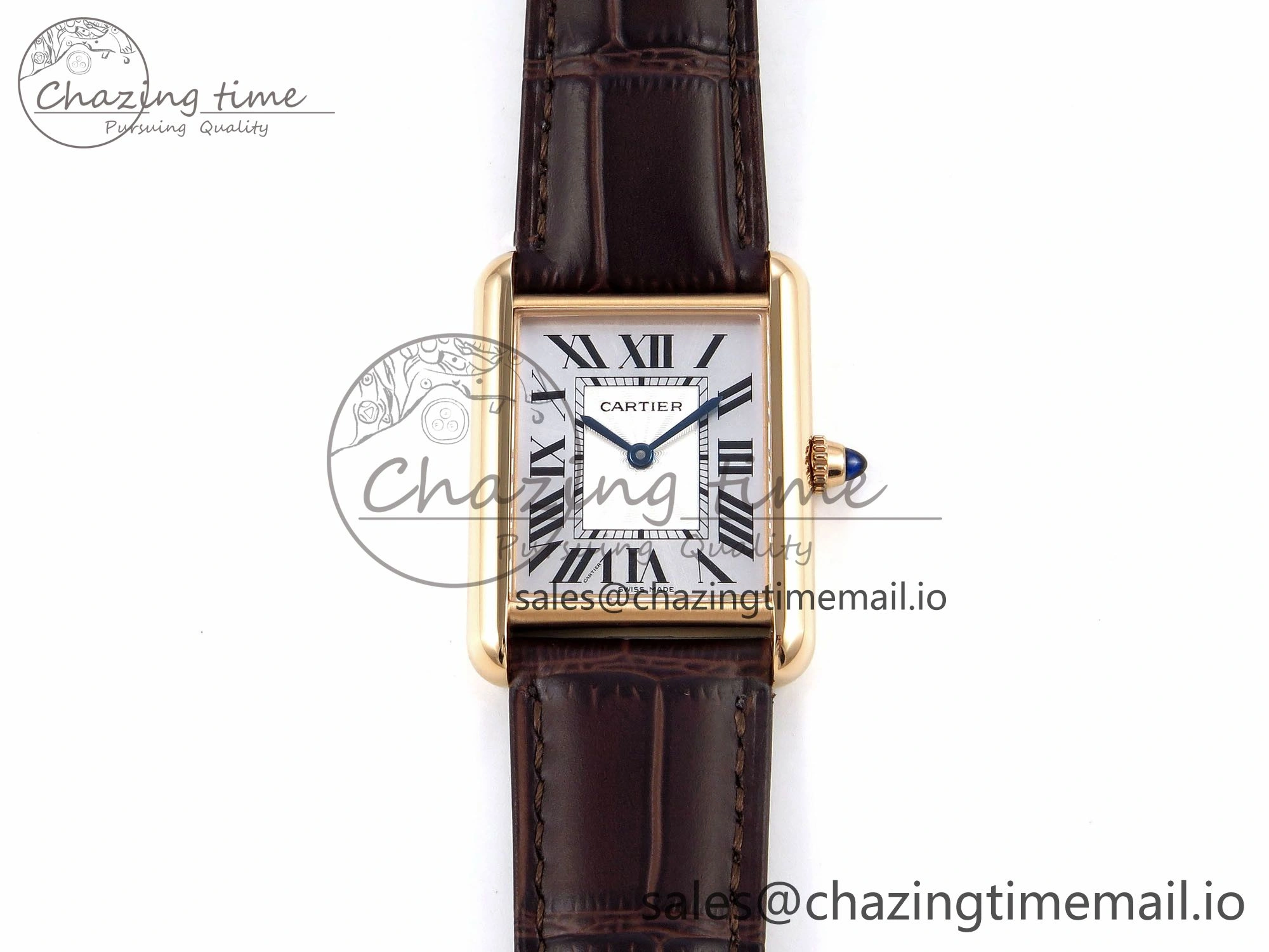 Tank Must RG 25.5mm AF 1:1 Best Edition White Dial on Brown Leather Strap Ronda Quartz