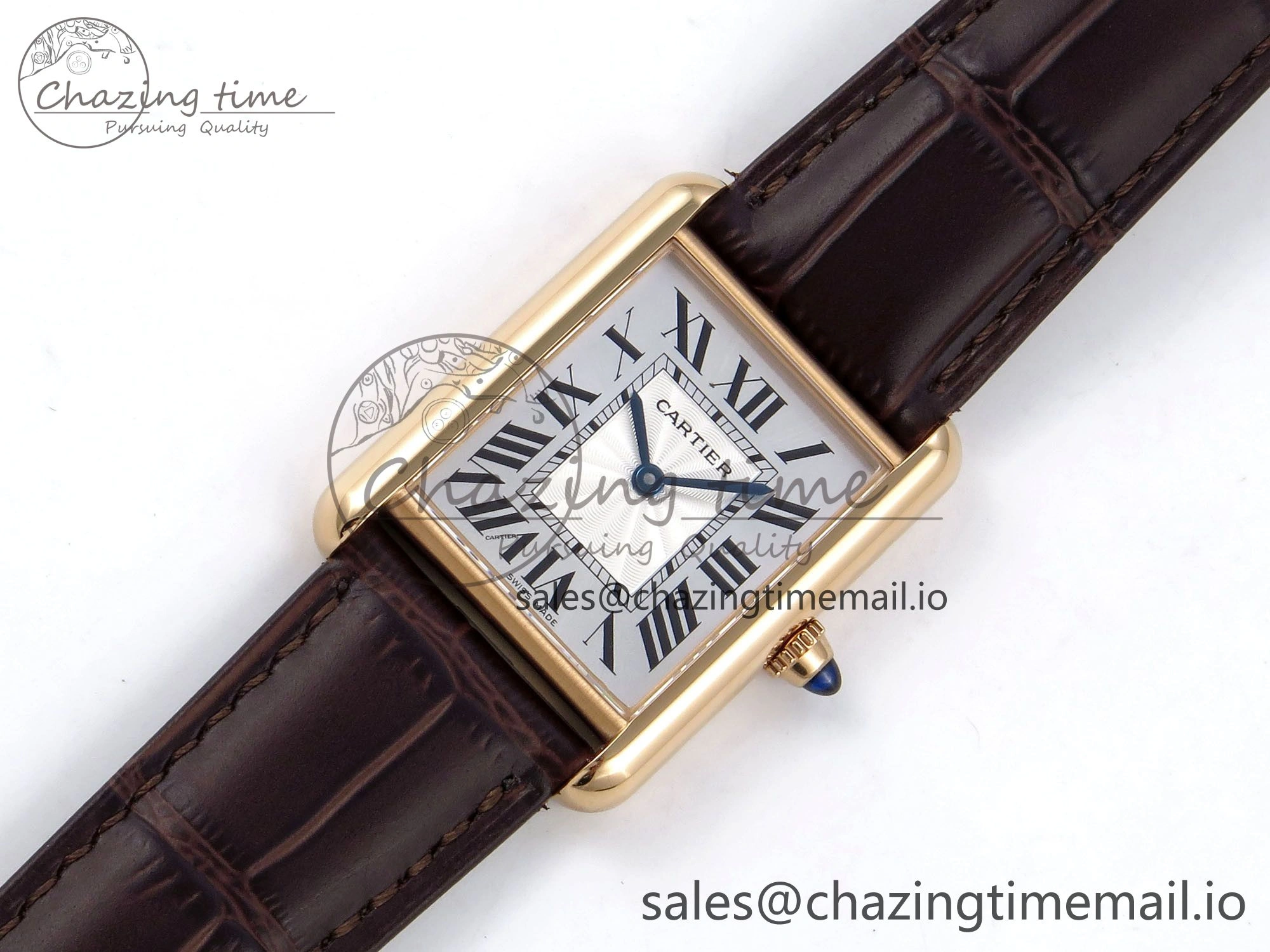 Tank Must RG 25.5mm AF 1:1 Best Edition White Dial on Brown Leather Strap Ronda Quartz