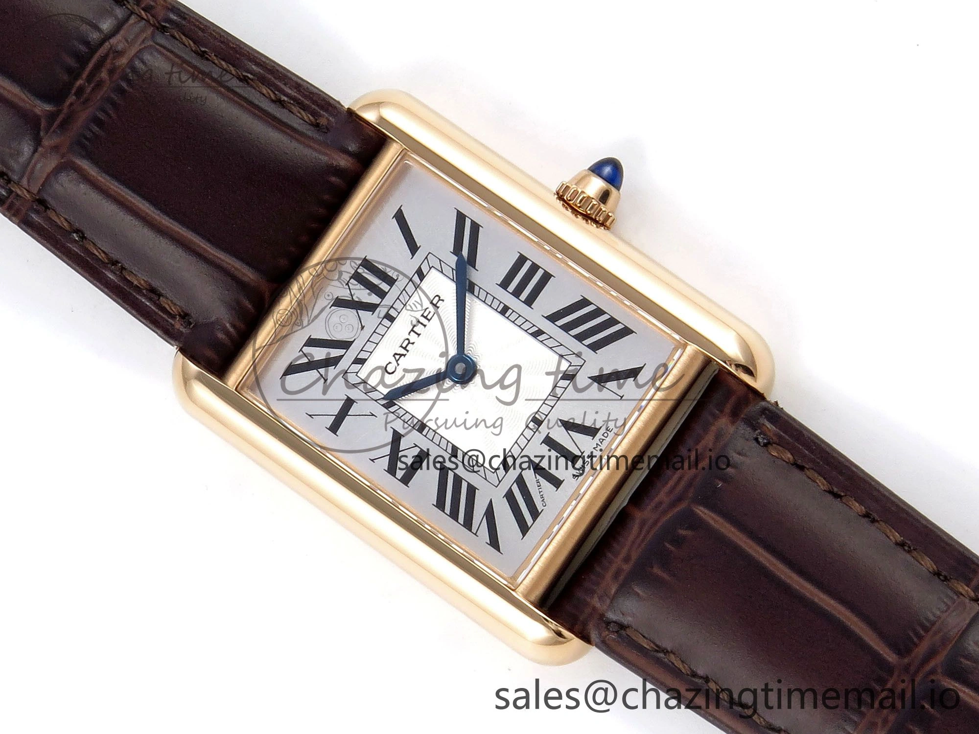 Tank Must RG 25.5mm AF 1:1 Best Edition White Dial on Brown Leather Strap Ronda Quartz