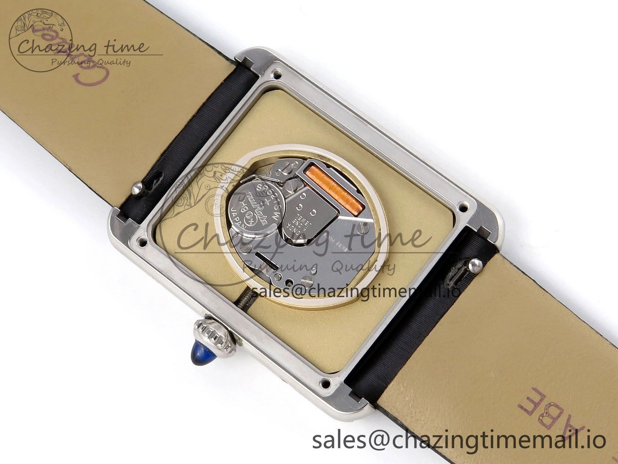 Tank Must SS 25.5mm AF 1:1 Best Edition White Dial Diamonds Bezel on Black Fabric Strap Ronda Quartz