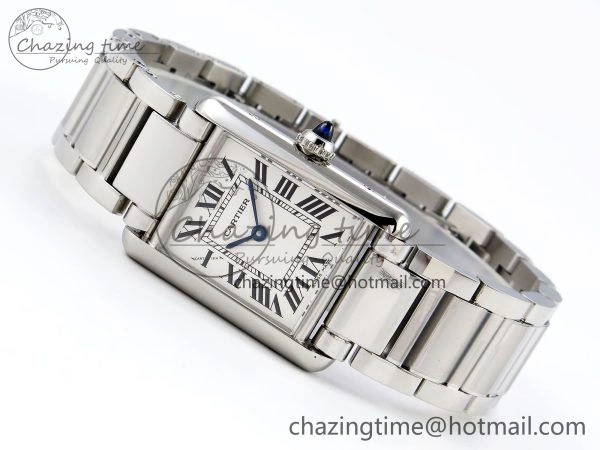 Tank Must SS 33.7mm DRF 1:1 Best Edition White Dial on SS Bracelet Jap Quartz