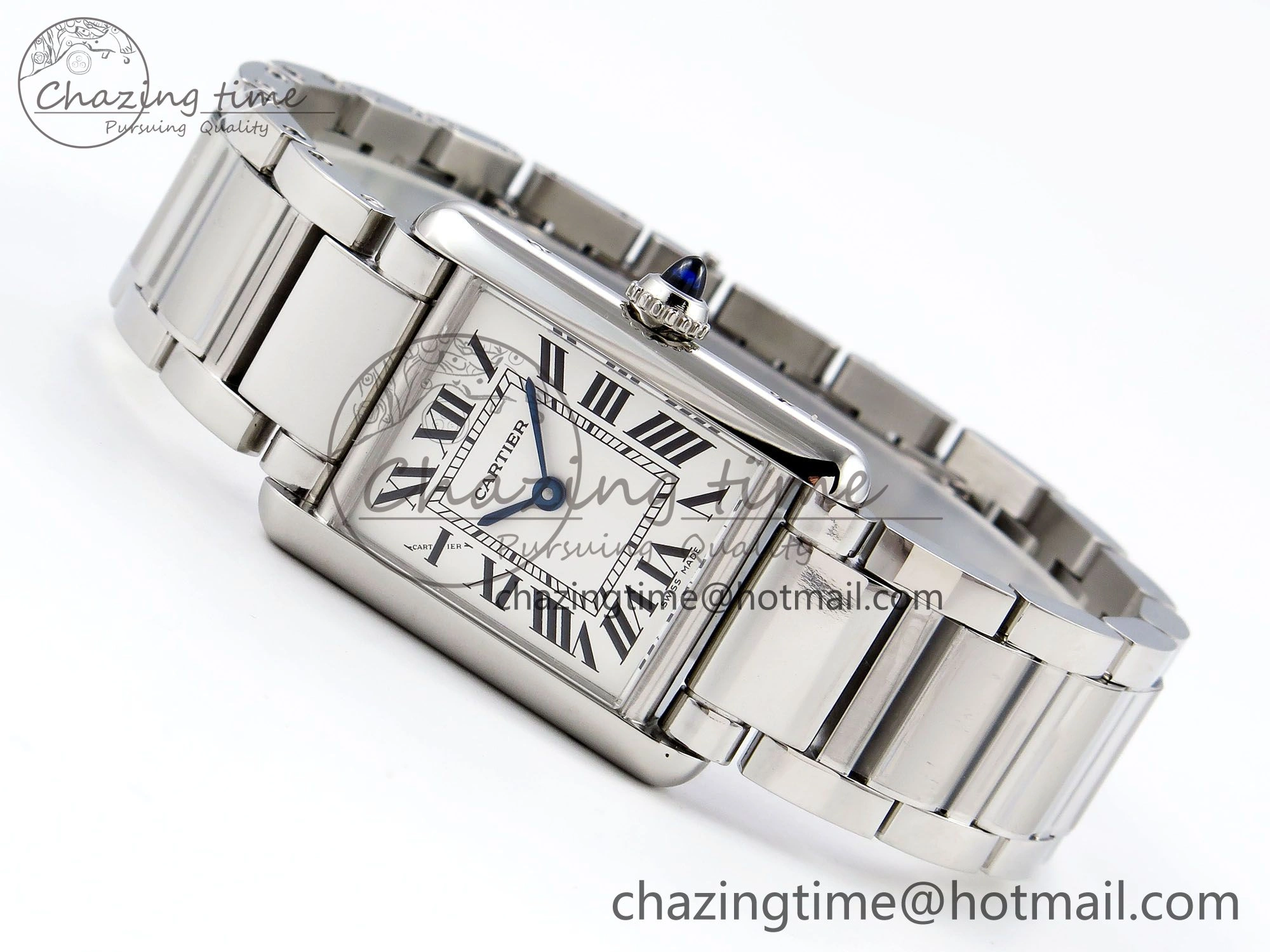 Tank Must SS 33.7mm DRF 1:1 Best Edition White Dial on SS Bracelet Jap Quartz