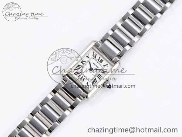 Tank Must SS 33.7mm DRF 1:1 Best Edition White Dial on SS Bracelet Jap Quartz