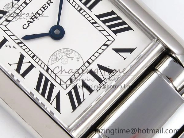 Tank Must SS 33.7mm DRF 1:1 Best Edition White Dial on SS Bracelet Jap Quartz