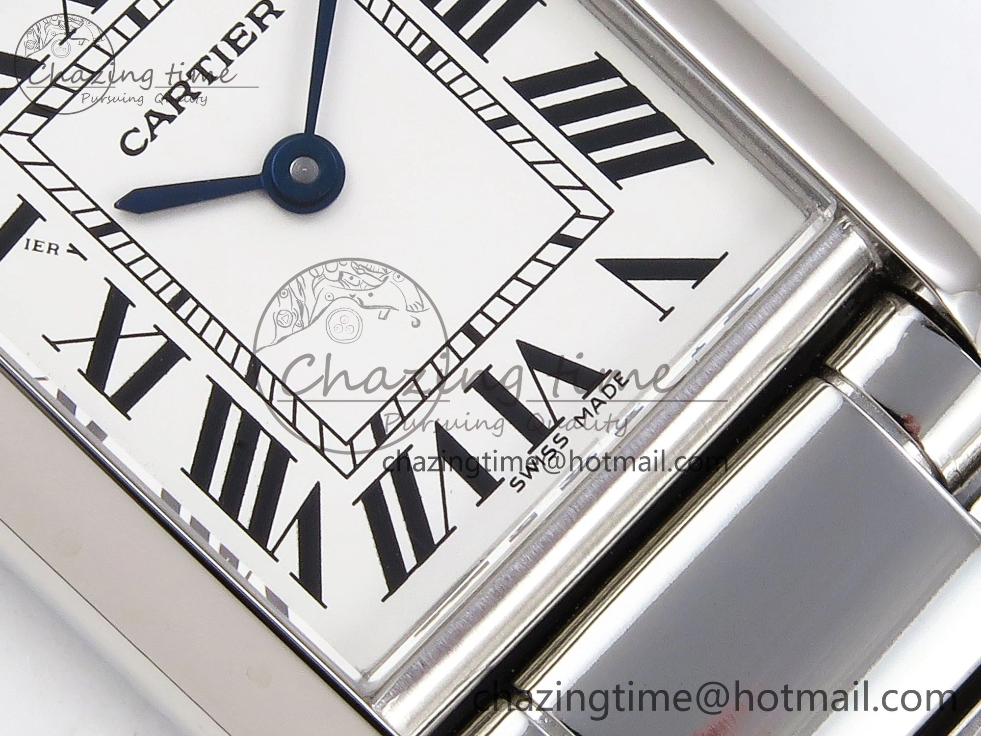 Tank Must SS 33.7mm DRF 1:1 Best Edition White Dial on SS Bracelet Jap Quartz