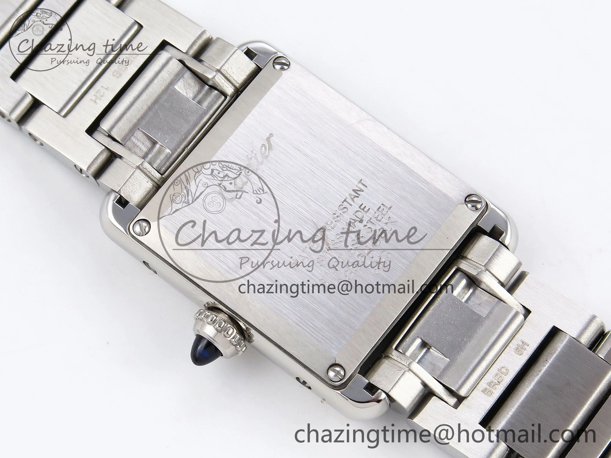 Tank Must SS 33.7mm DRF 1:1 Best Edition White Dial on SS Bracelet Jap Quartz