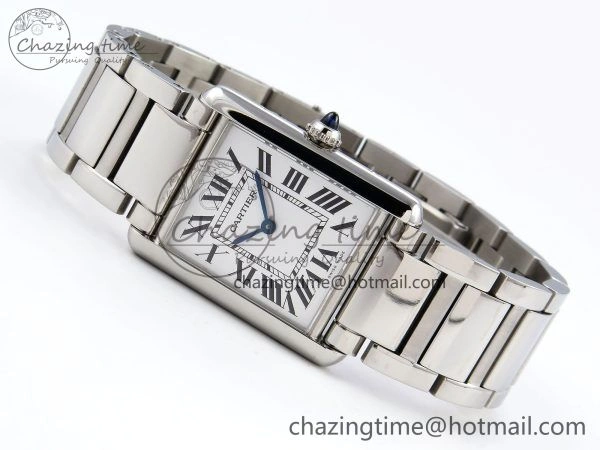 Tank Must SS 33.7mm DRF 1:1 Best Edition White Dial on SS Bracelet Jap Quartz
