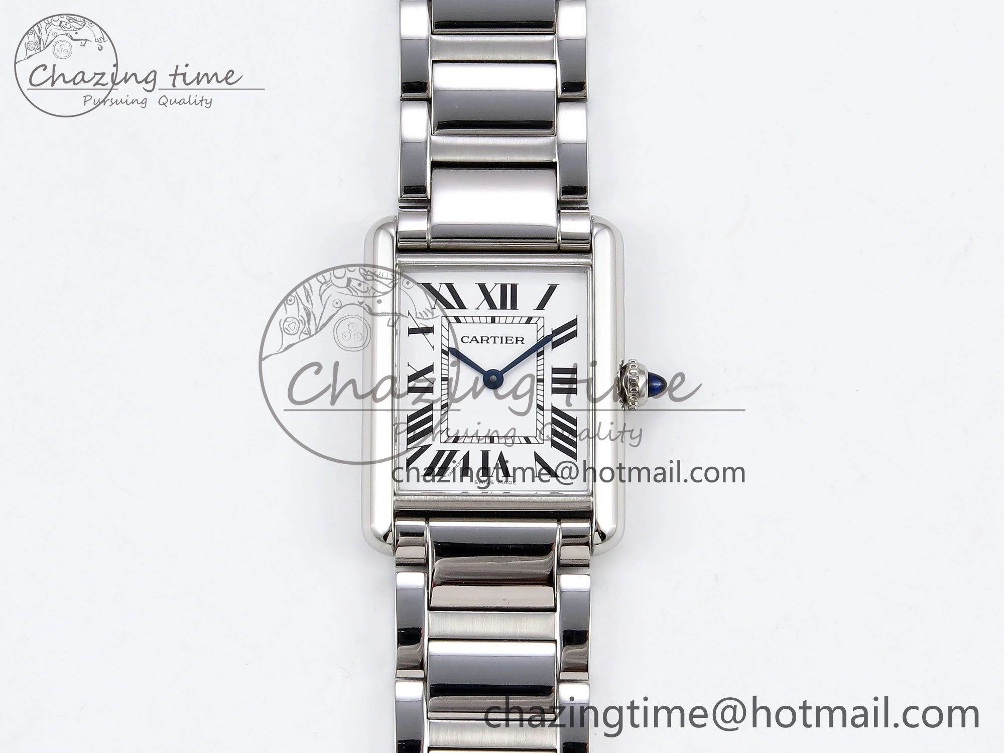 Tank Must SS 33.7mm DRF 1:1 Best Edition White Dial on SS Bracelet Jap Quartz