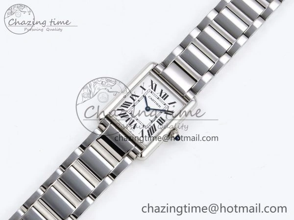 Tank Must SS 33.7mm DRF 1:1 Best Edition White Dial on SS Bracelet Jap Quartz