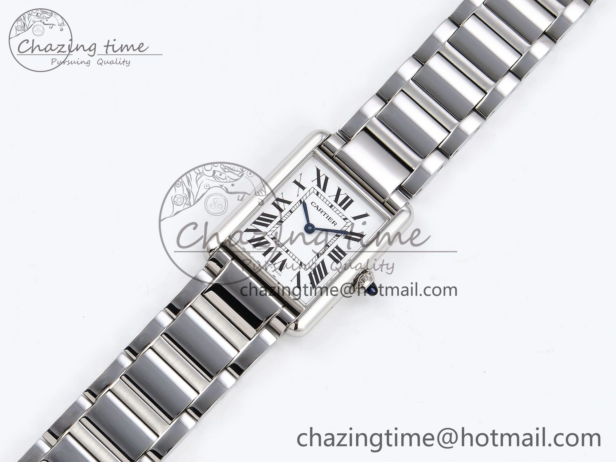 Tank Must SS 33.7mm DRF 1:1 Best Edition White Dial on SS Bracelet Jap Quartz