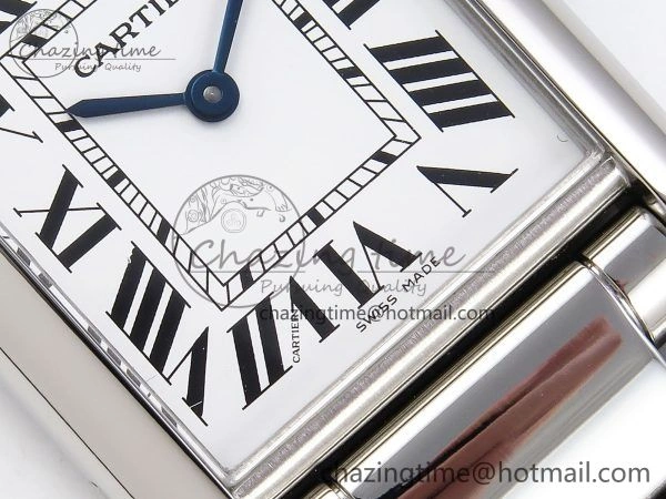 Tank Must SS 33.7mm DRF 1:1 Best Edition White Dial on SS Bracelet Jap Quartz