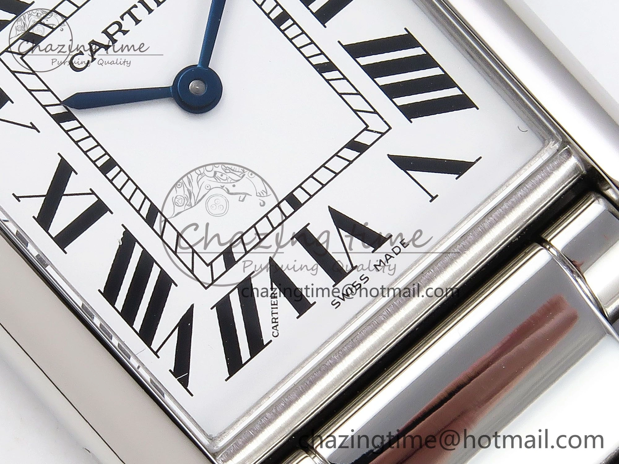 Tank Must SS 33.7mm DRF 1:1 Best Edition White Dial on SS Bracelet Jap Quartz