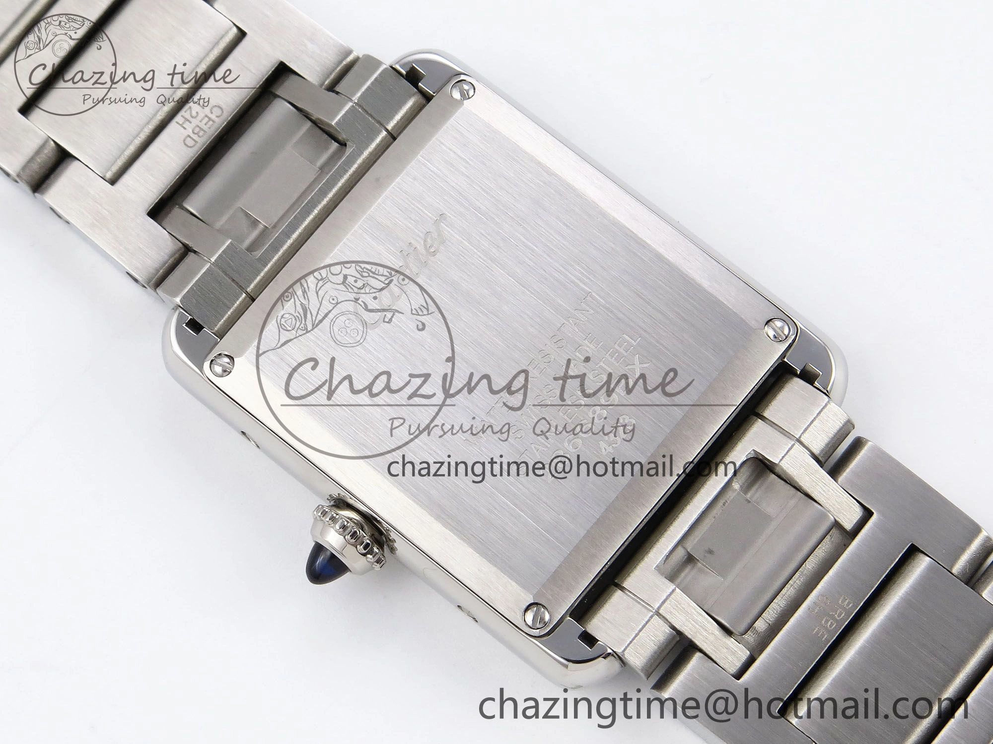 Tank Must SS 33.7mm DRF 1:1 Best Edition White Dial on SS Bracelet Jap Quartz