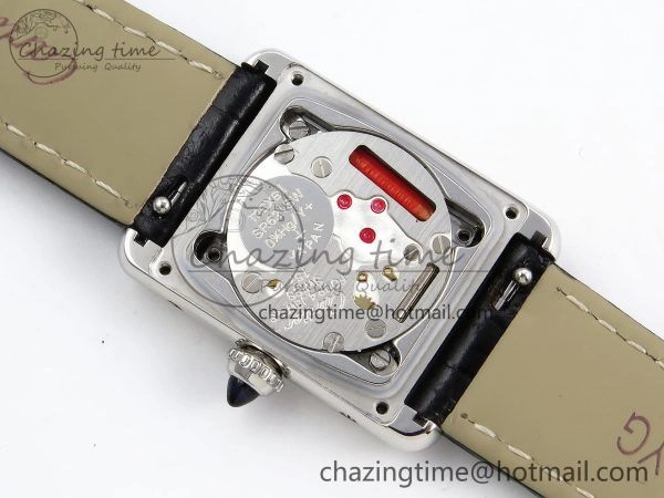 Tank Must Small SS 29mm DRF 1:1 Best Edition Black Dial on Black Leather Strap Swiss Quartz