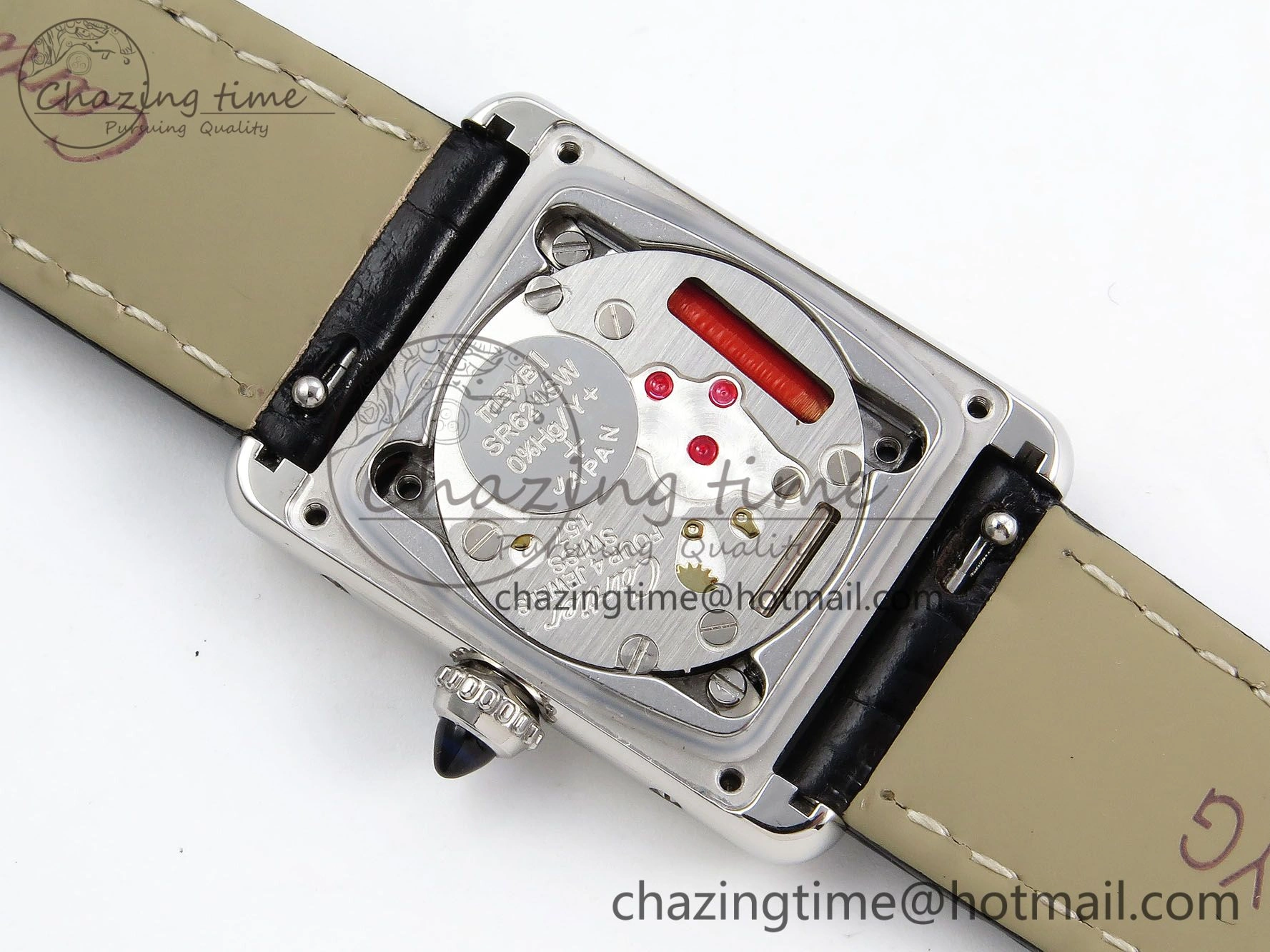 Tank Must Small SS 29mm DRF 1:1 Best Edition Black Dial on Black Leather Strap Swiss Quartz
