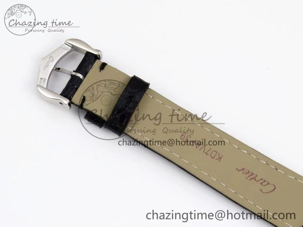 Tank Must Small SS 29mm DRF 1:1 Best Edition Black Dial on Black Leather Strap Swiss Quartz