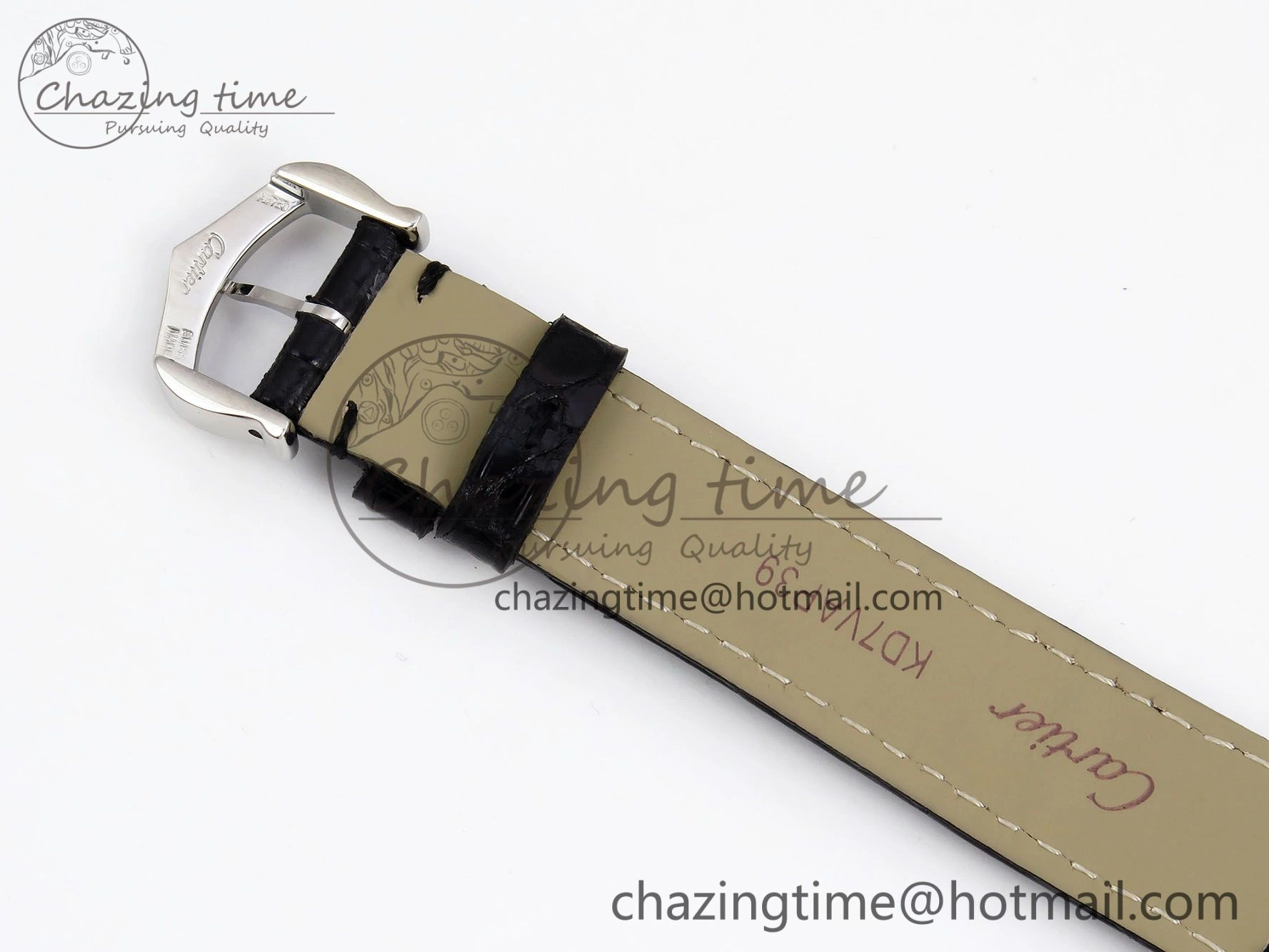 Tank Must Small SS 29mm DRF 1:1 Best Edition Black Dial on Black Leather Strap Swiss Quartz