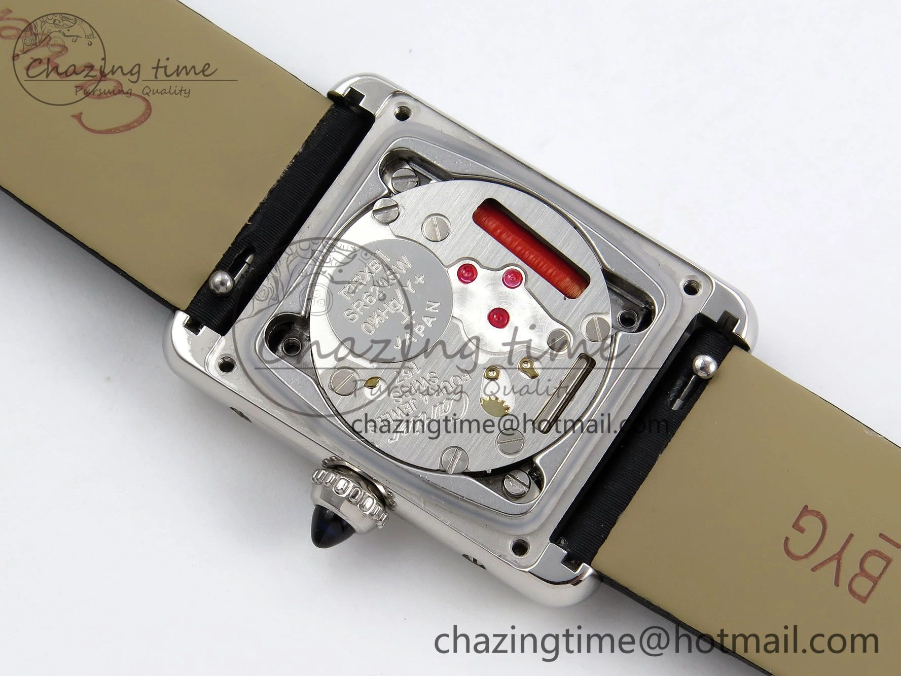 Tank Must Small SS 29mm DRF 1:1 Best Edition White Dial Diamonds Bezel on Black Calfskin Strap Swiss Quartz