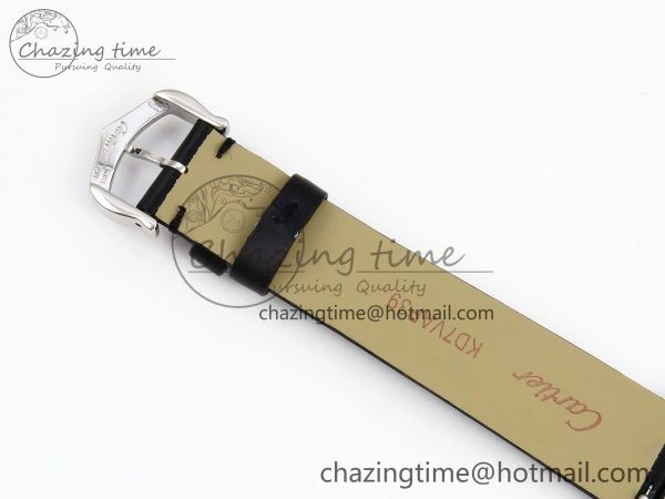 Tank Must Small SS 29mm DRF 1:1 Best Edition White Dial Diamonds Bezel on Black Calfskin Strap Swiss Quartz
