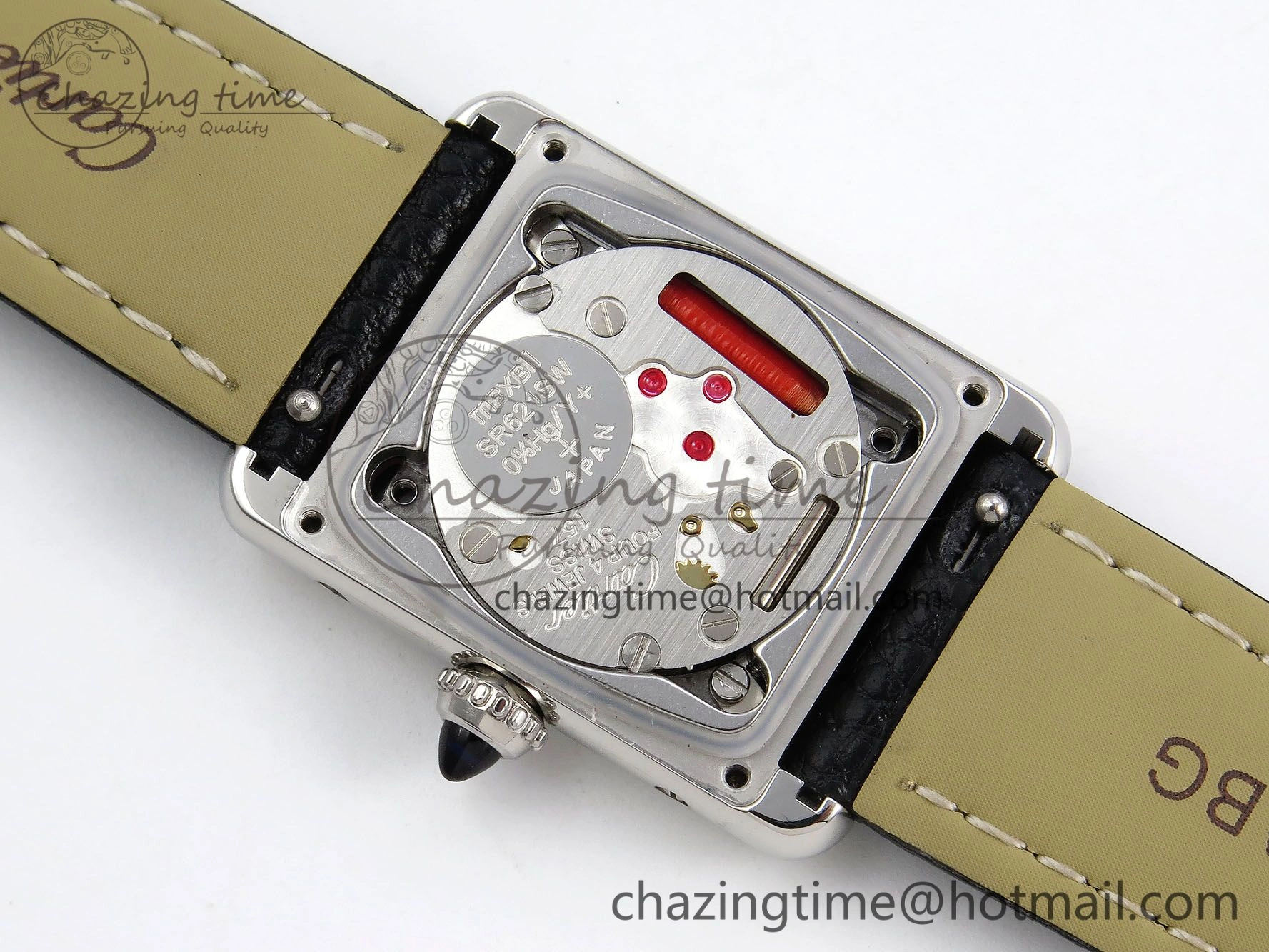 Tank Must Small SS 29mm DRF 1:1 Best Edition White Dial on Black Leather Strap Swiss Quartz