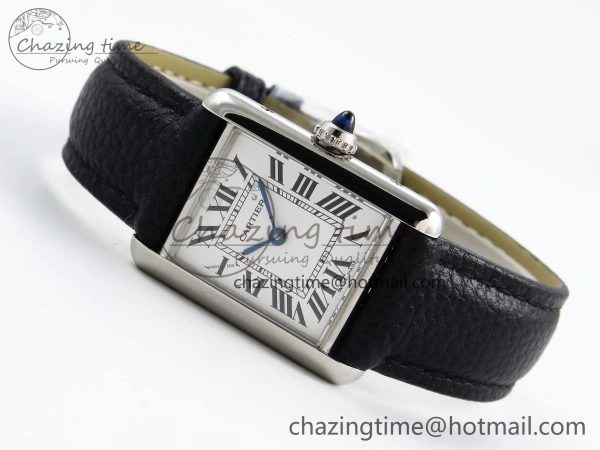 Tank Must Small SS 29mm DRF 1:1 Best Edition White Dial on Black Leather Strap Swiss Quartz