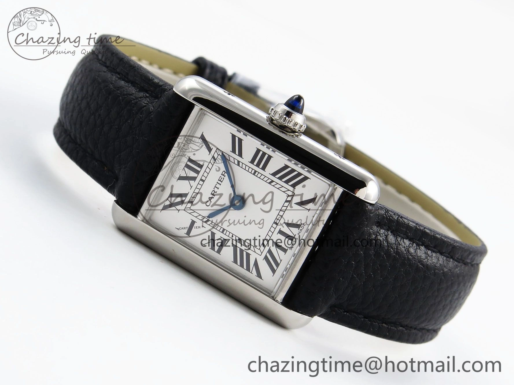Tank Must Small SS 29mm DRF 1:1 Best Edition White Dial on Black Leather Strap Swiss Quartz