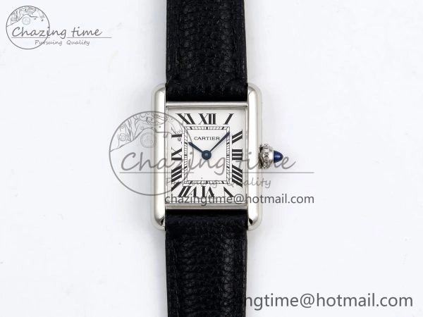 Tank Must Small SS 29mm DRF 1:1 Best Edition White Dial on Black Leather Strap Swiss Quartz