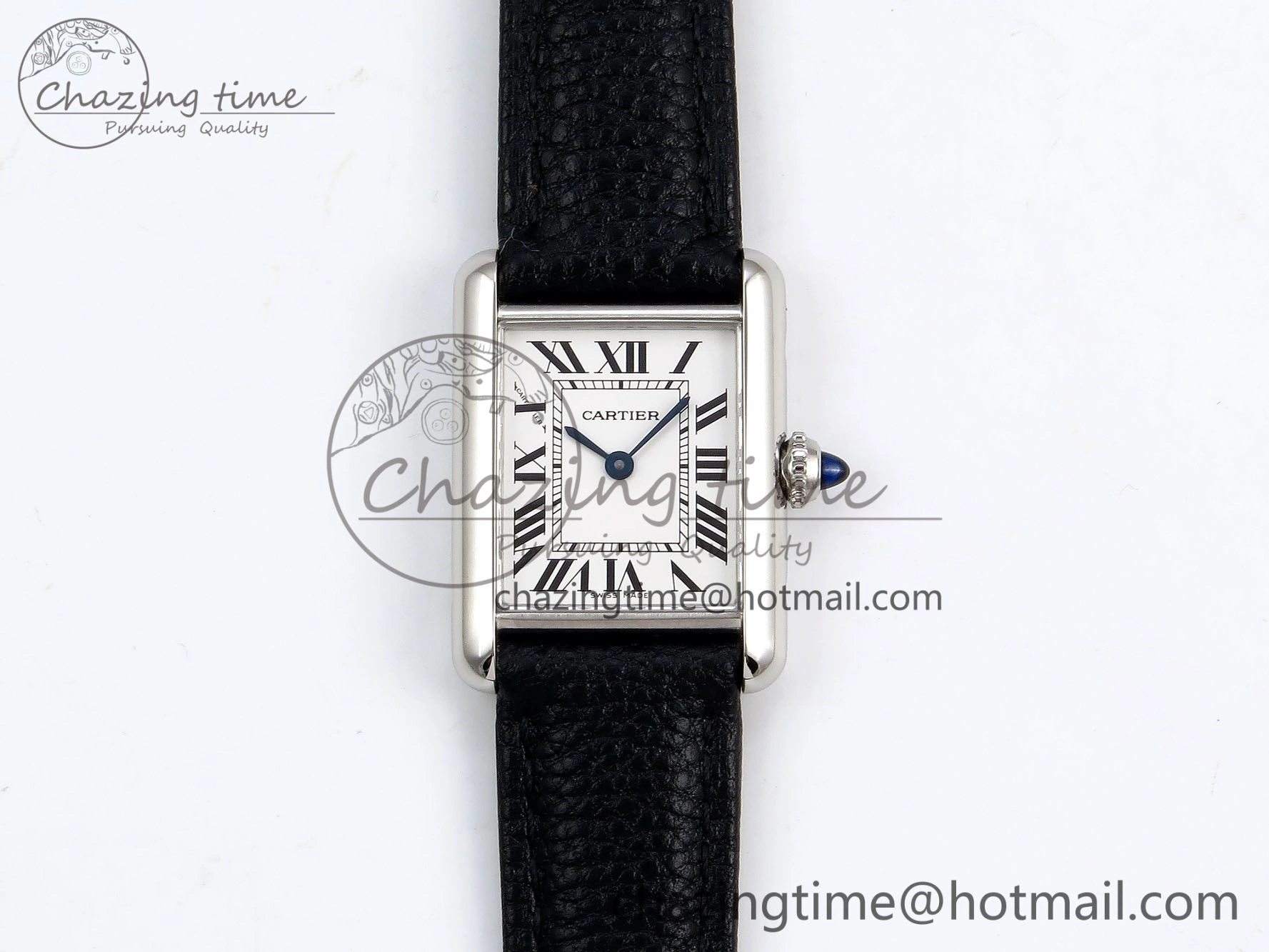 Tank Must Small SS 29mm DRF 1:1 Best Edition White Dial on Black Leather Strap Swiss Quartz
