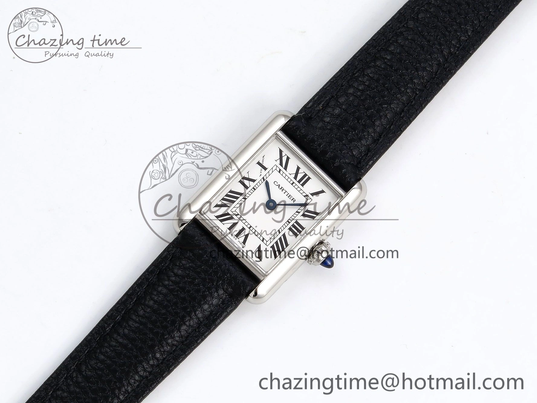 Tank Must Small SS 29mm DRF 1:1 Best Edition White Dial on Black Leather Strap Swiss Quartz