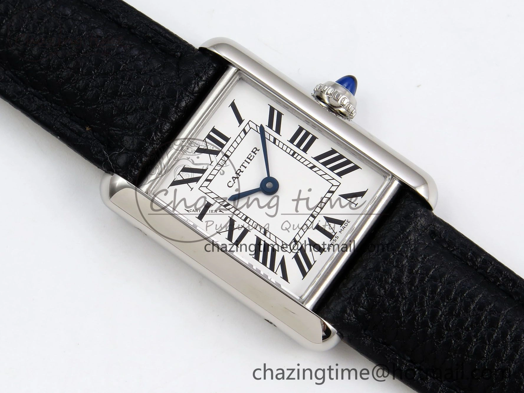 Tank Must Small SS 29mm DRF 1:1 Best Edition White Dial on Black Leather Strap Swiss Quartz