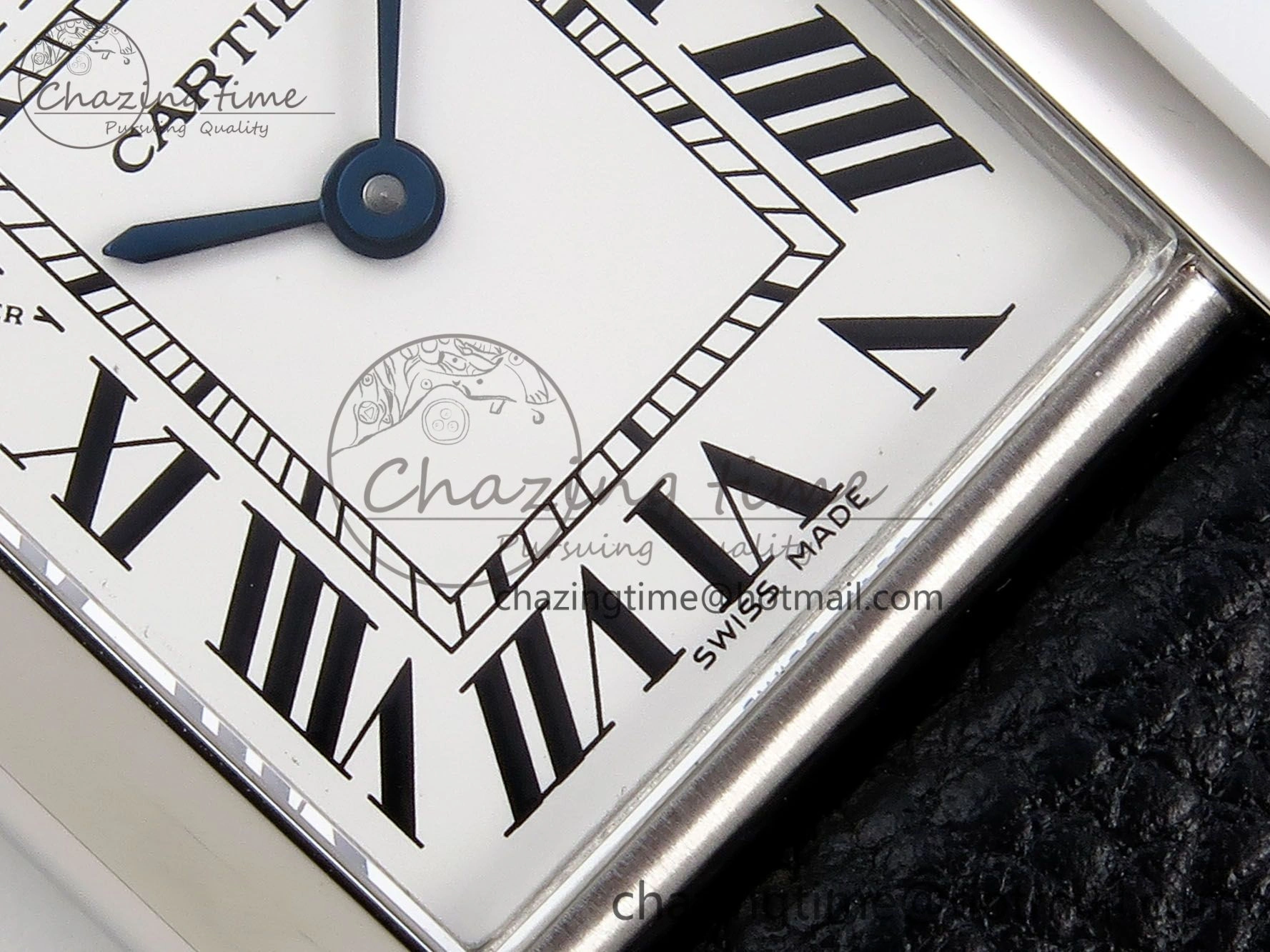 Tank Must Small SS 29mm DRF 1:1 Best Edition White Dial on Black Leather Strap Swiss Quartz