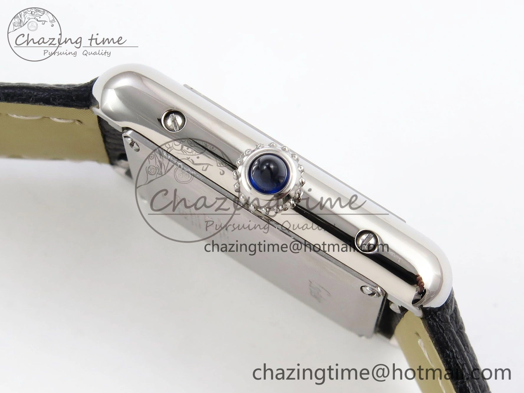 Tank Must Small SS 29mm DRF 1:1 Best Edition White Dial on Black Leather Strap Swiss Quartz