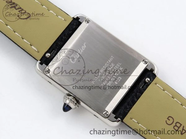 Tank Must Small SS 29mm DRF 1:1 Best Edition White Dial on Black Leather Strap Swiss Quartz