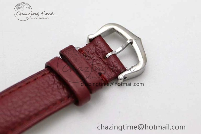 Tank Must Small SS K11F 1:1 Best Edition White Dial Diamonds Bezel on Red Leather Strap Ronda Quartz