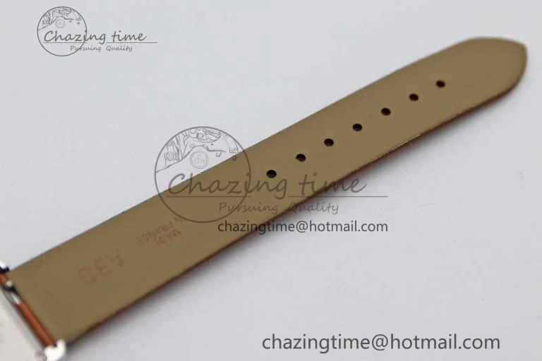 Tank Must Small SS K11F 1:1 Best Edition White Dial Diamonds Bezel on Satin Leather Strap Ronda Quartz