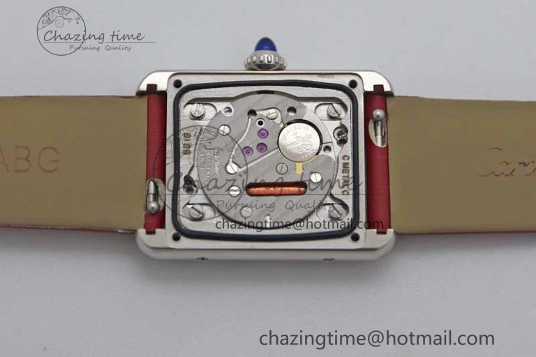 Tank Must Small SS K11F 1:1 Best Edition White Dial Diamonds Bezel on Satin Leather Strap Ronda Quartz